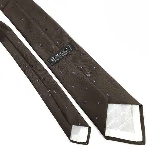 New Auc Christian Dior embroidered brown tie